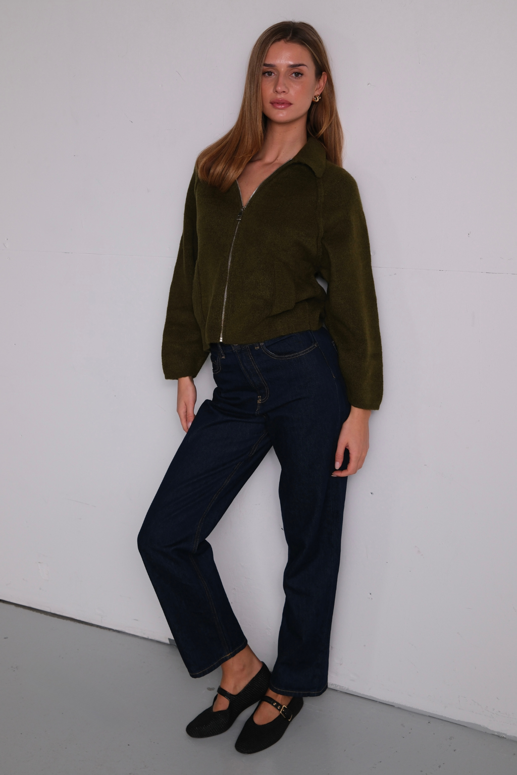 Selma Gebreide Rits - Kaki