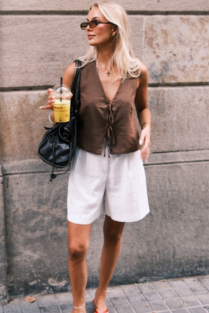 Gilet en lin - marron