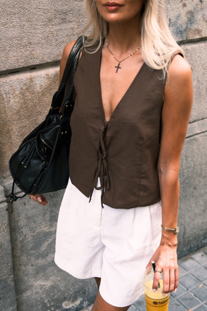 Gilet en lin - marron