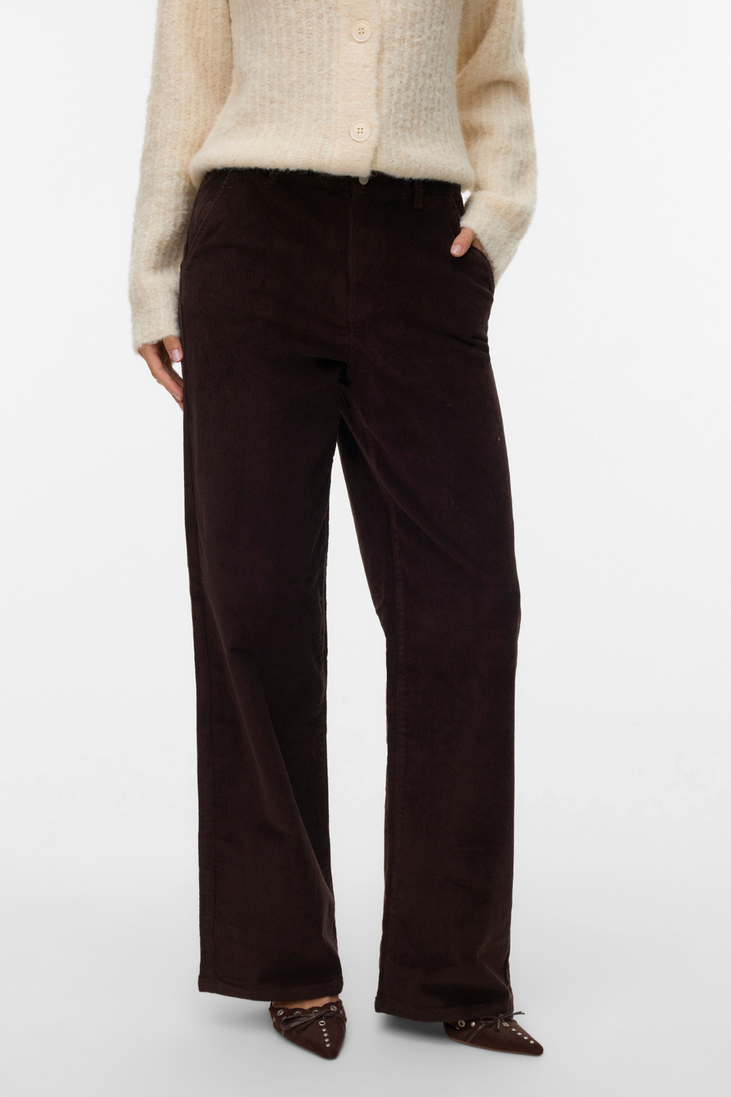 Margot brede corduroy Pants - Chocolade torte