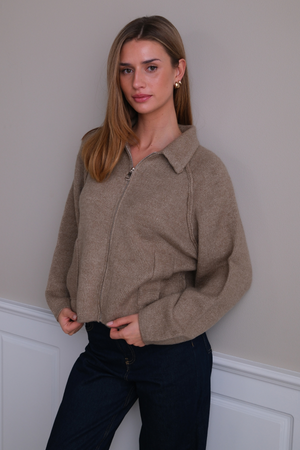 Fermeture éclair en tricot Selma - Beige