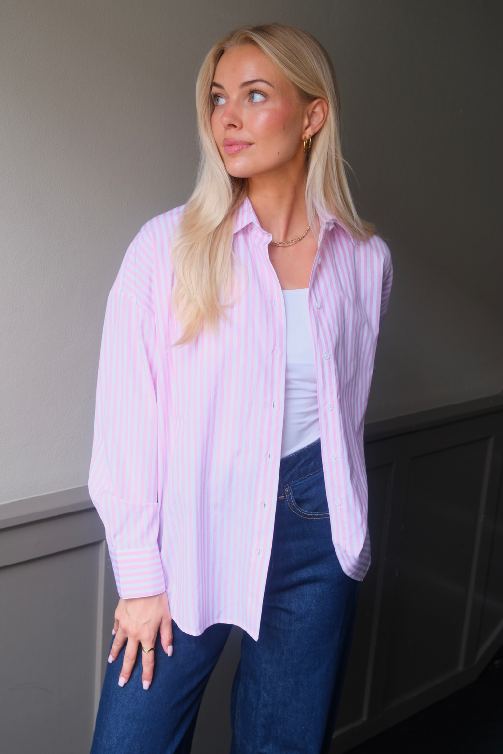 Layla gestreepte shirt - roze