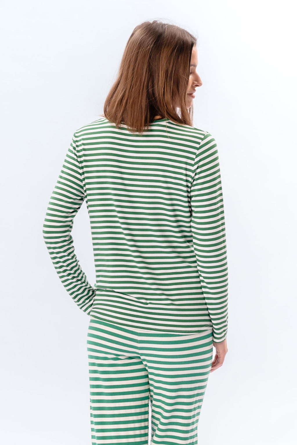Gestreepte lange mouw Slim Fit - Groen