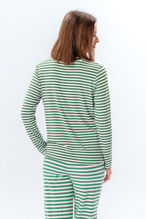 Gestreepte lange mouw Slim Fit - Groen