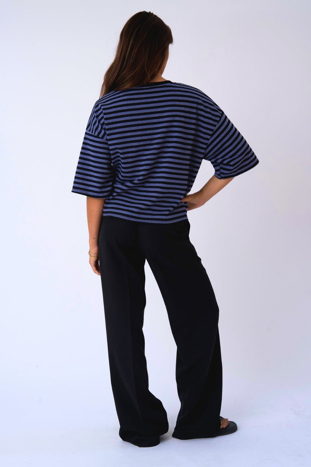 Zoe T-shirt - Black/Denim Blue