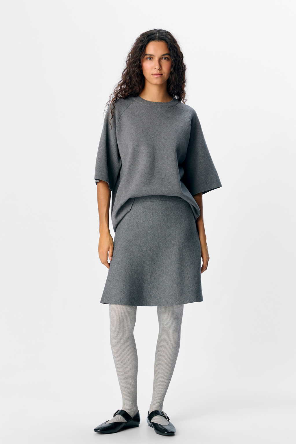 Jupe à tricot courte Reynard HW - mélange gris moyen