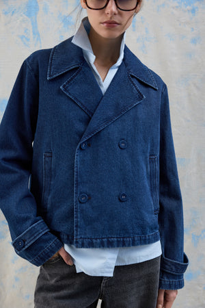 Trench court en denim Nata - Denim bleu foncé