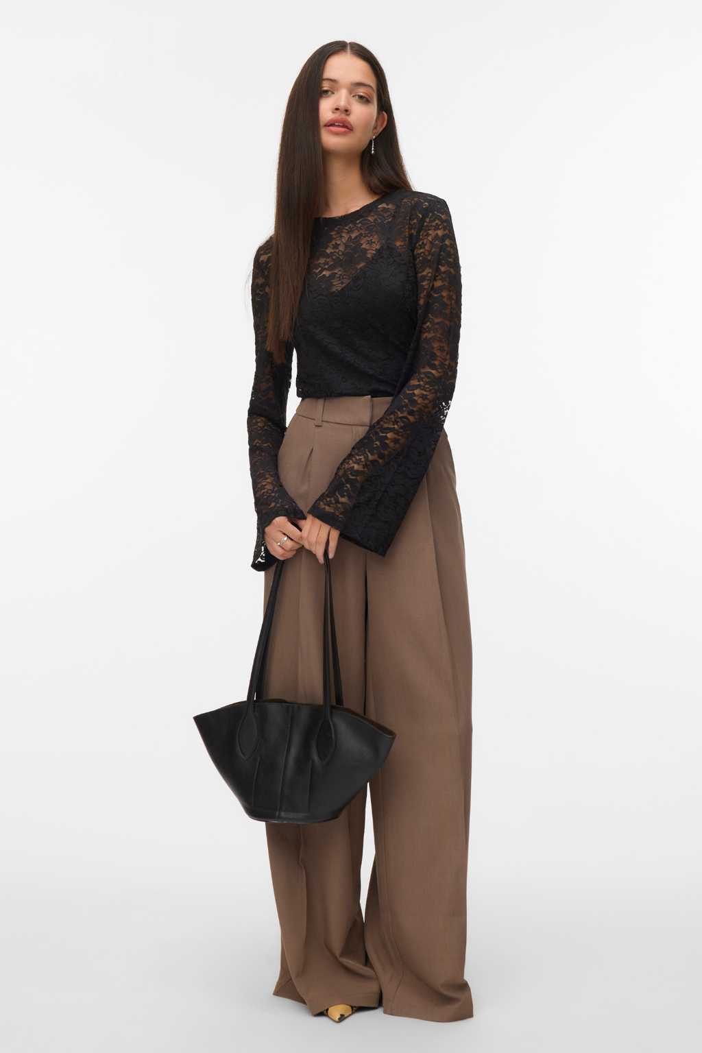 Kanya o -neck korte top - zwart