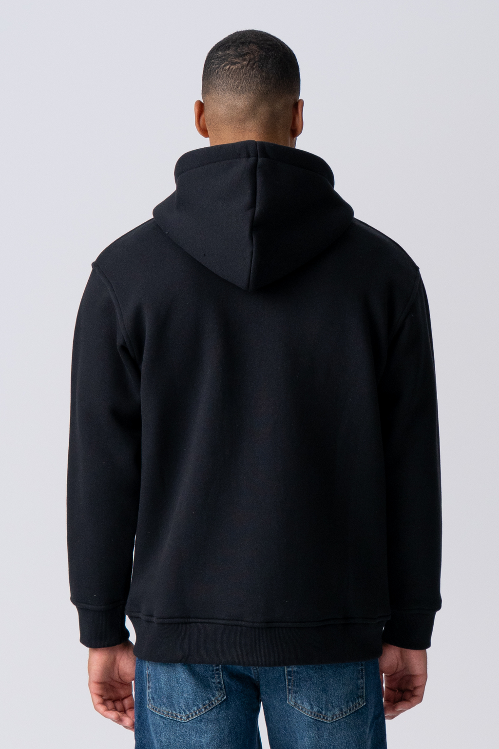 Sweat à capuche à zip détendu - noir
