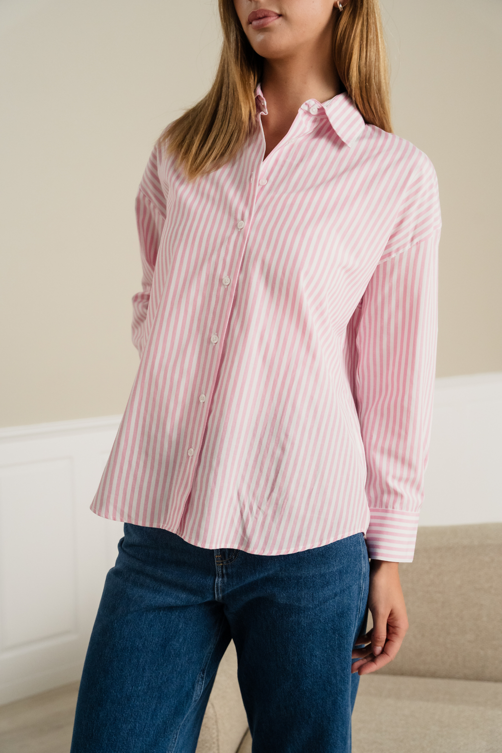 Layla gestreepte shirt - roze