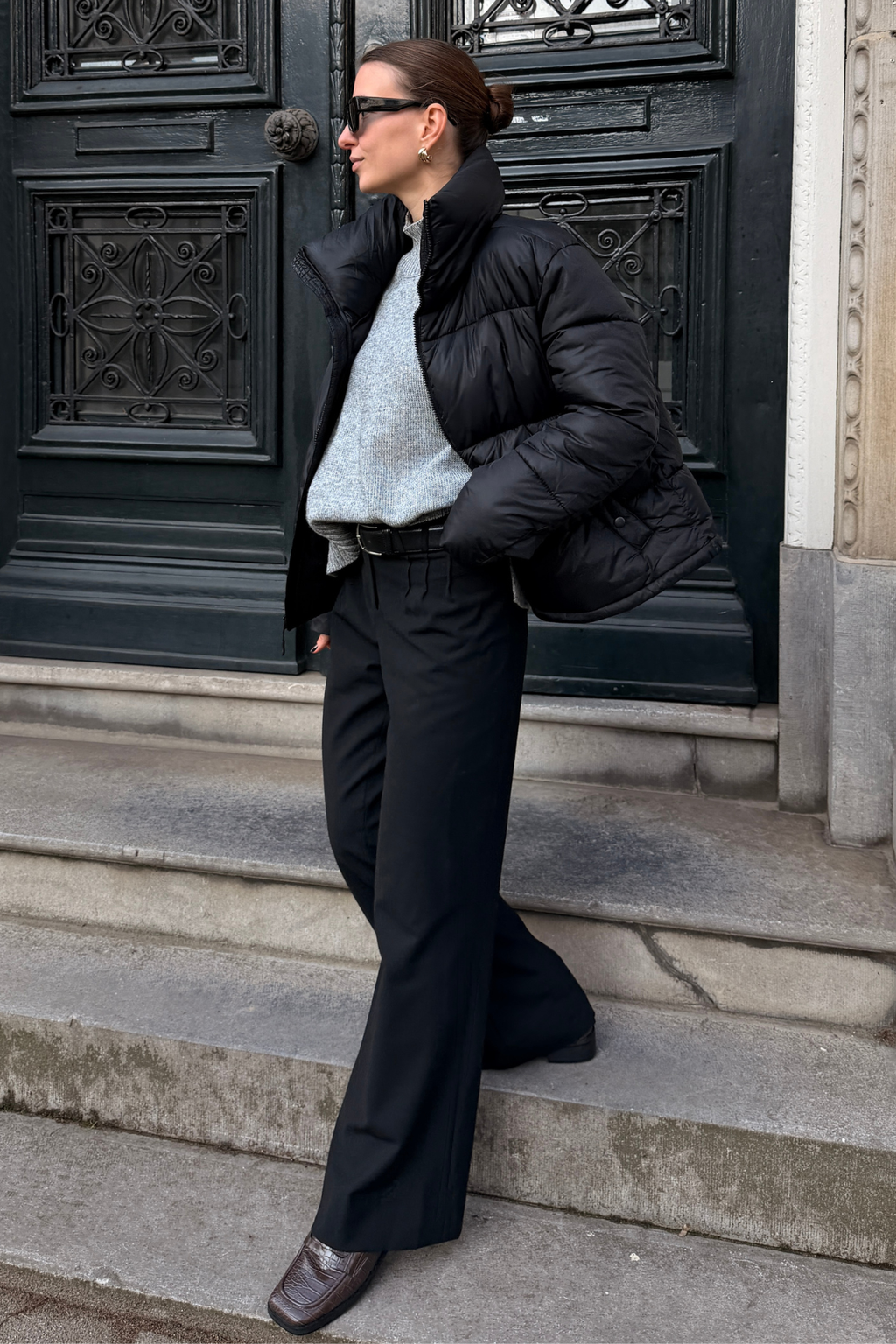 Veste bouffante courte - noir