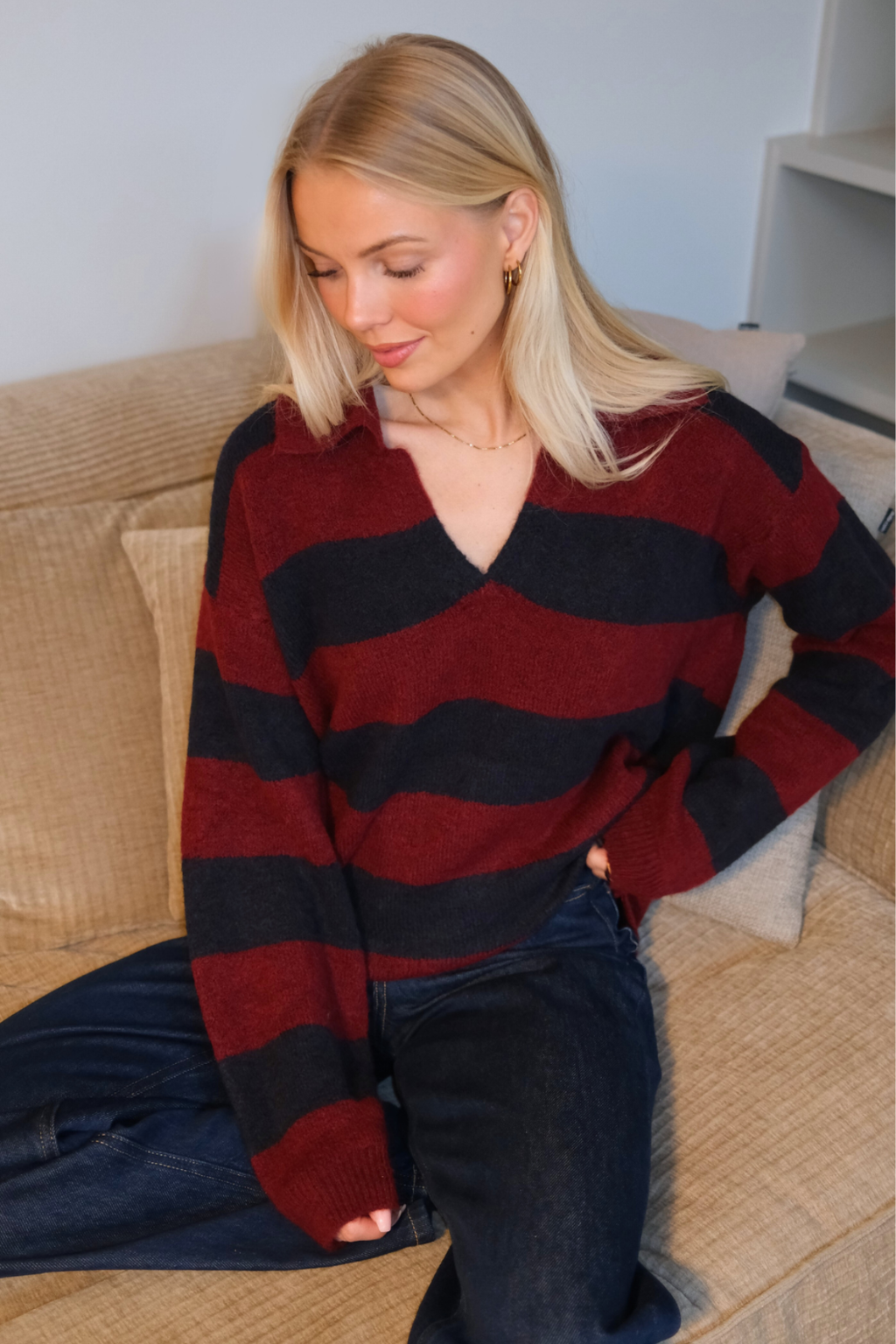 Nora Knit - Bourgogne/ Bleu Profond