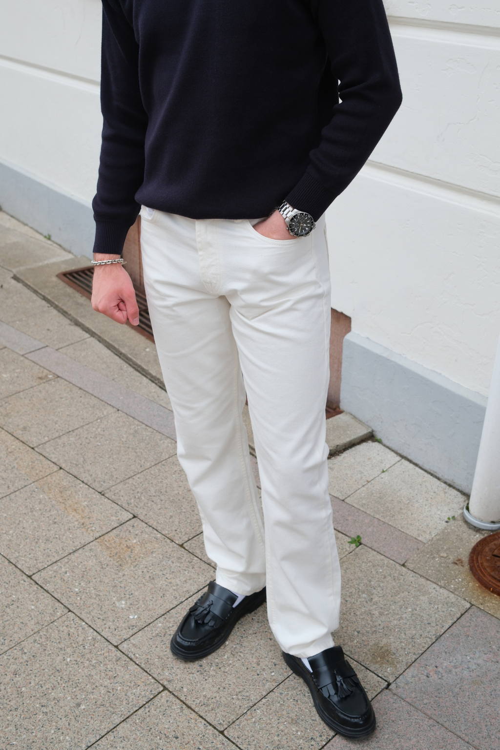 Relaxed Fit Jeans - White Denim