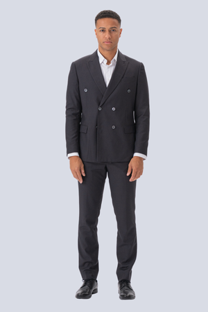 Premium Costume à double poitrine (noir)