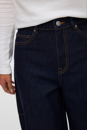 Kaitlin Wide Barrel Jeans - Donkerblauw denim