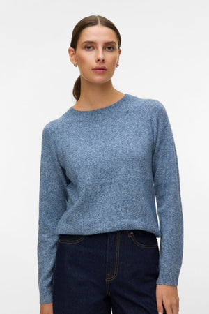 Chemisier à col rond Doffy - Denim foncé w. Mélange blanc