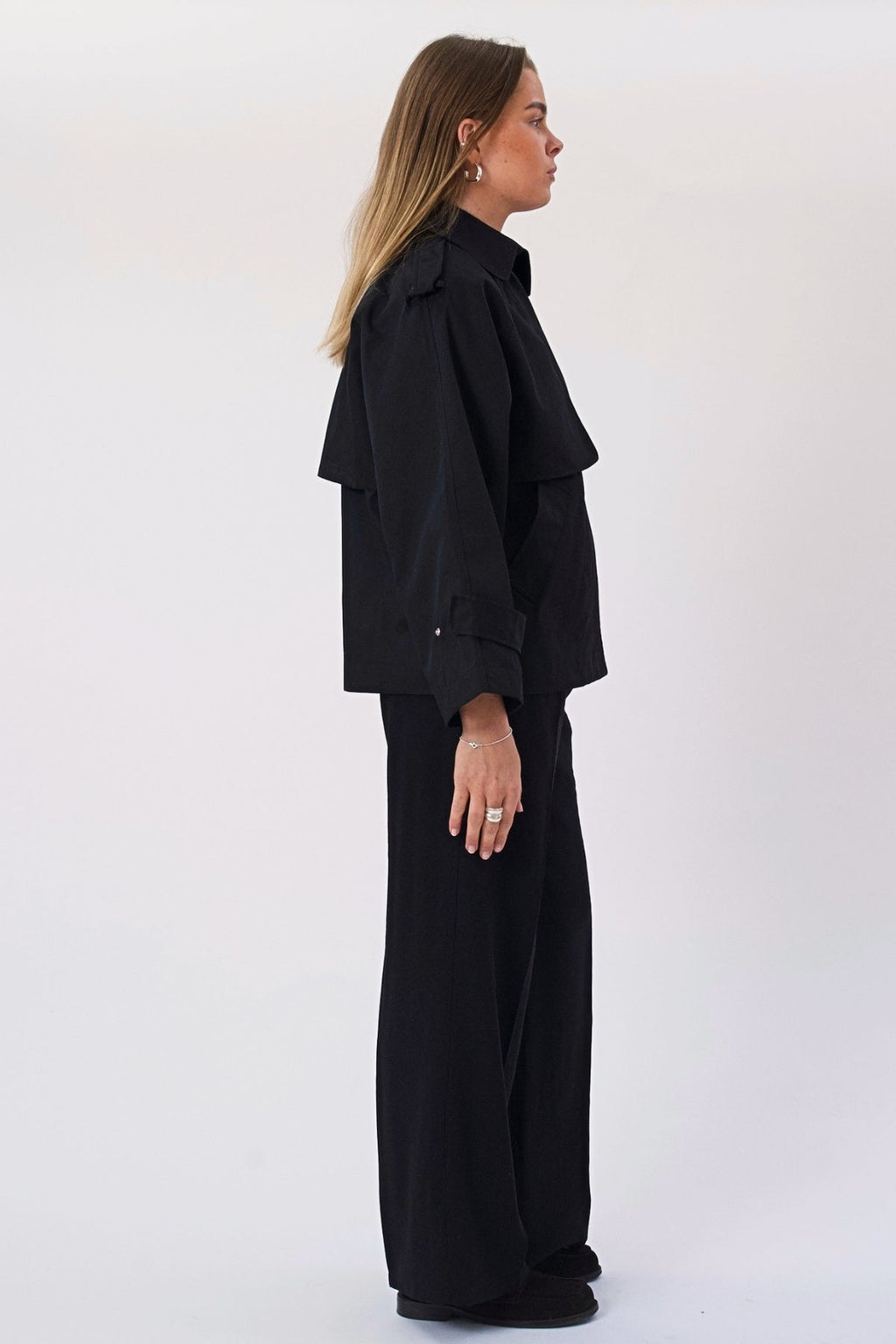 Elara korte trenchcoat - zwart