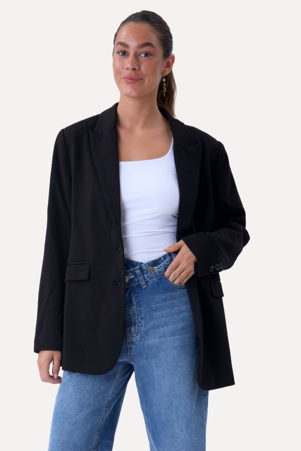 Blazer met klassieke pasvorm - Zwart