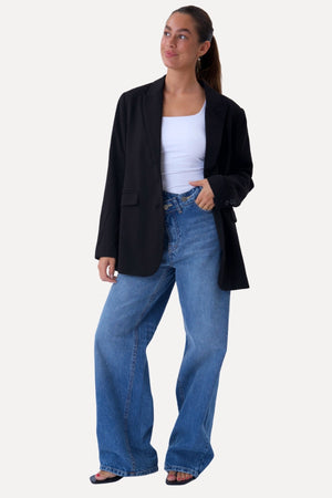 Blazer met klassieke pasvorm - Zwart