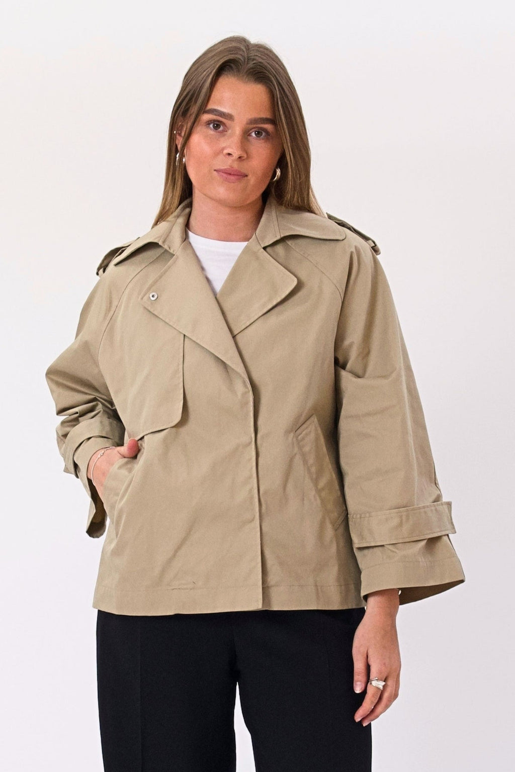 Elara korte trenchcoat - Beige