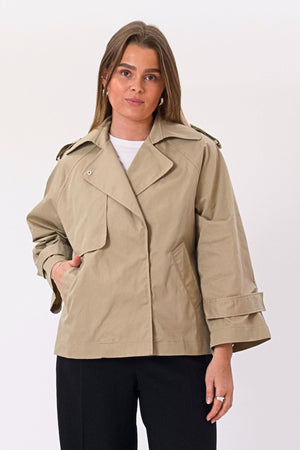 Elara korte trenchcoat - Beige