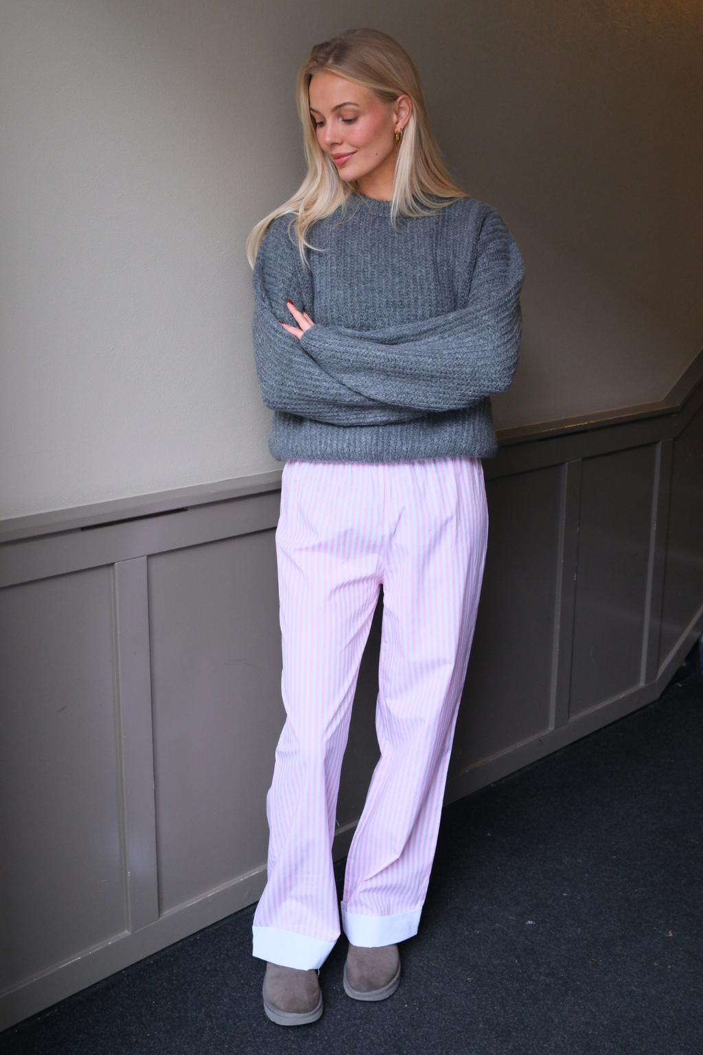 Layla gestreepte Pants - Roze