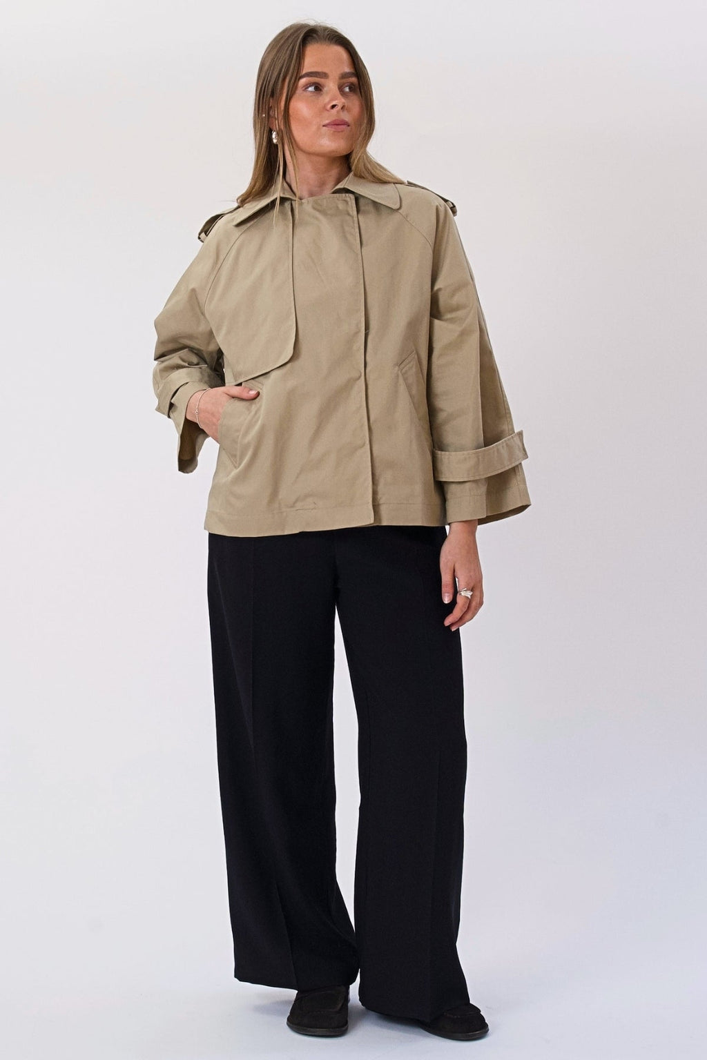Elara korte trenchcoat - Beige