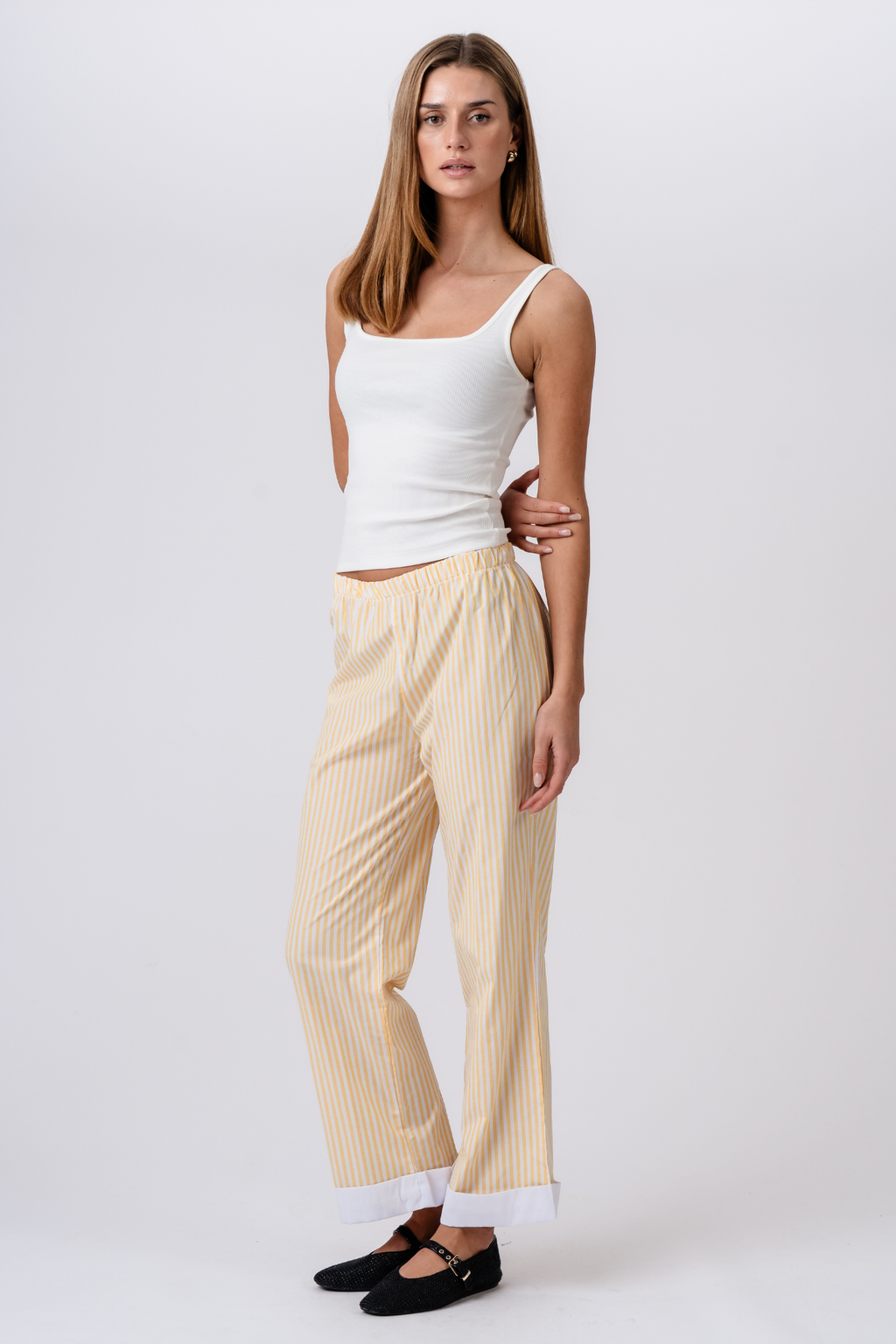 Layla gestreepte Pants - Geel