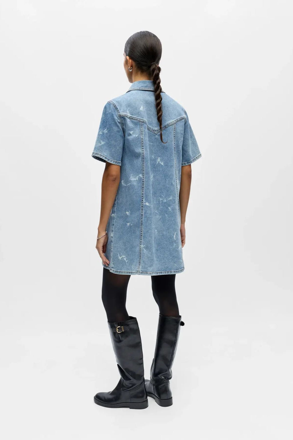 Claudia korte denimjurk - lichtblauw denim