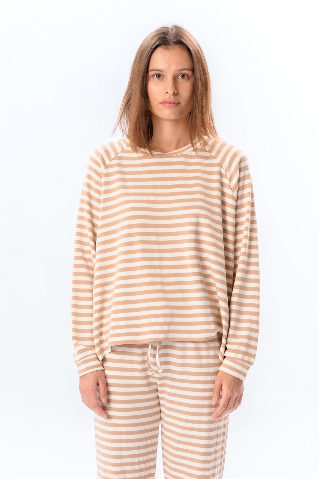 Gestreepte lange mouw Regular Fit - Beige