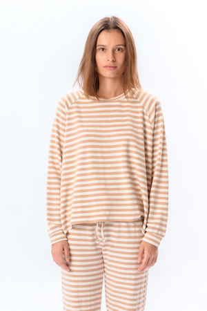 Gestreepte lange mouw Regular Fit - Beige
