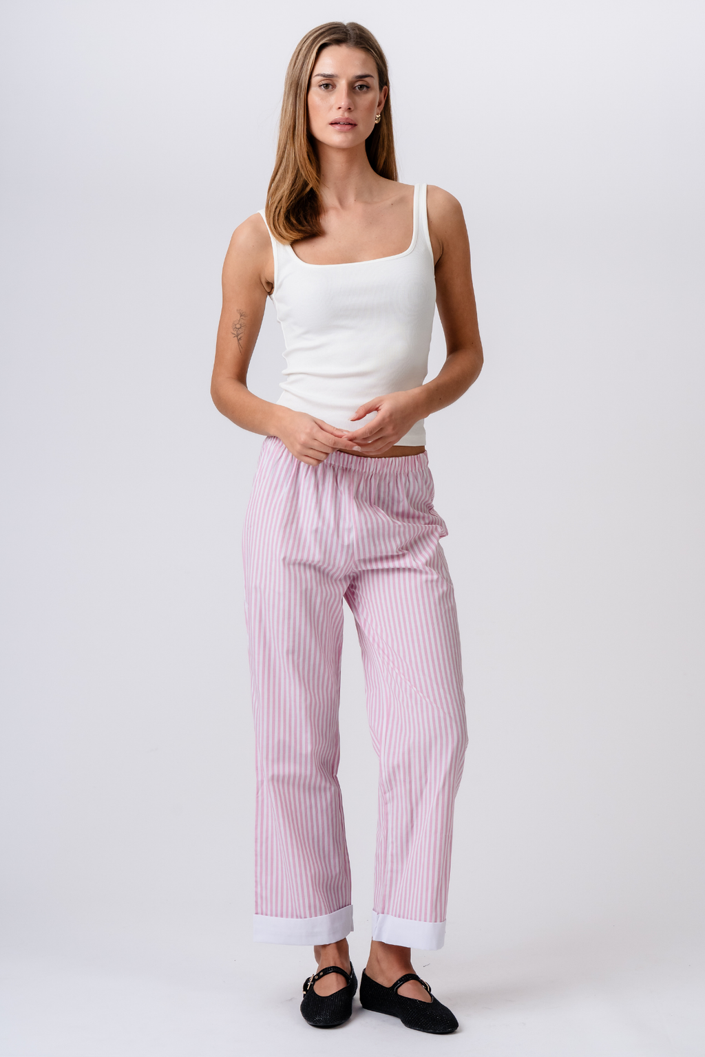Layla gestreepte Pants - Roze