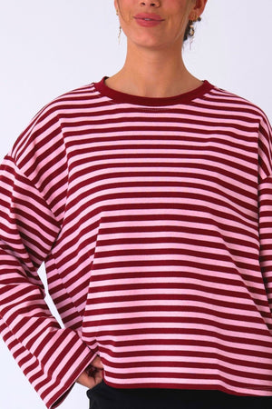 Cleo Blouse - Burgundy/Pink