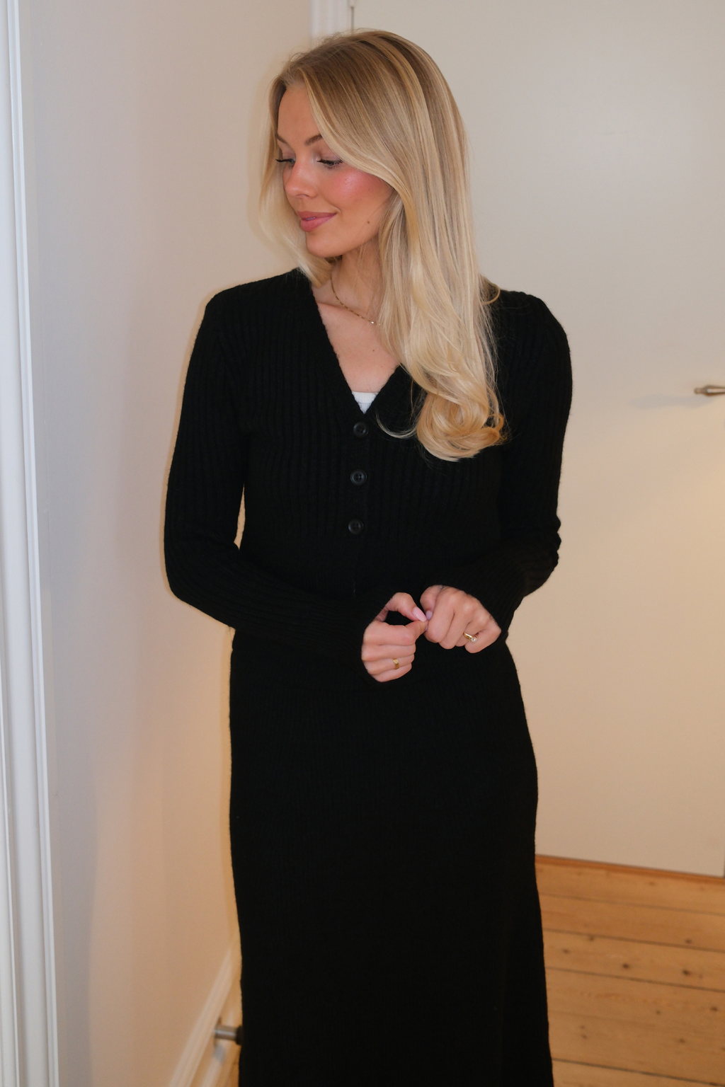 Nova Tie Blouse Gebreid - Zwart