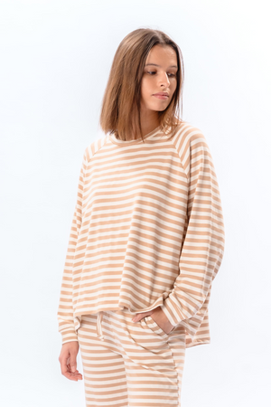 Gestreepte lange mouw Regular Fit - Beige