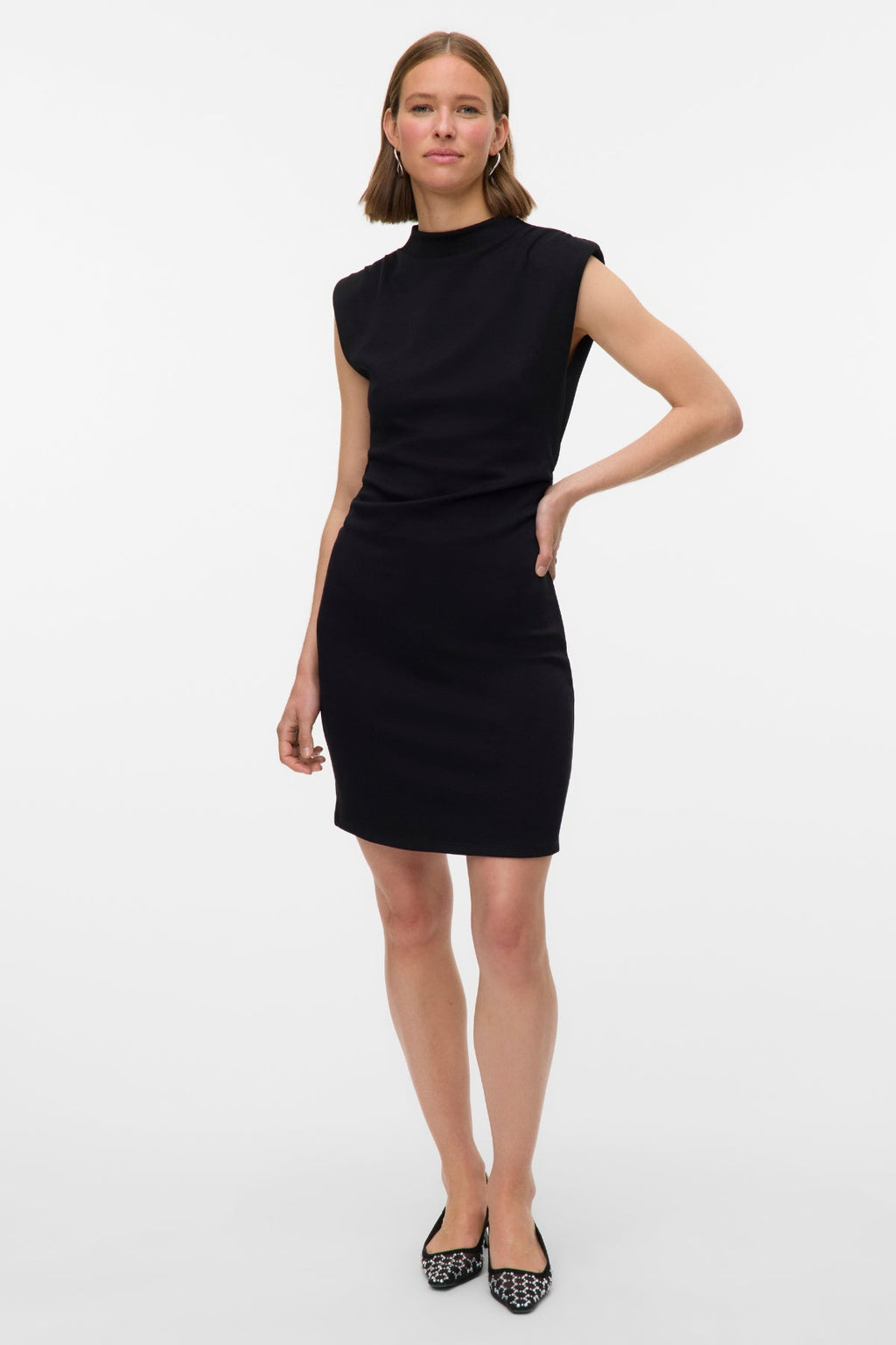 Nelli High Neck Short Dress - Black