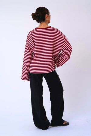 Cleo Blouse - Burgundy/Pink