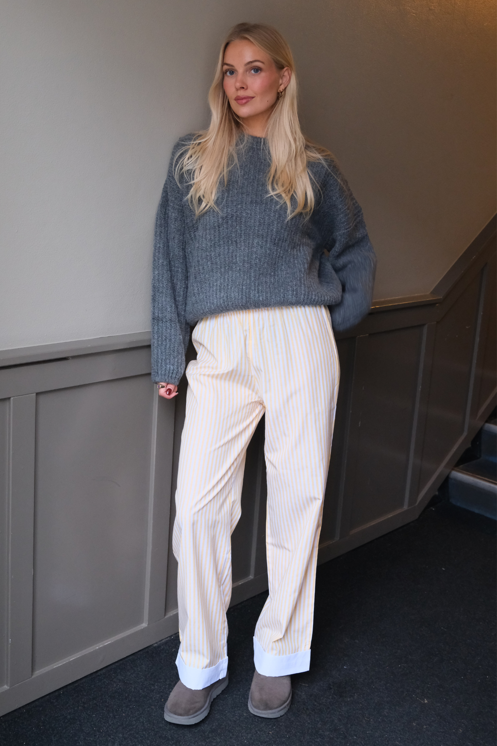 Layla gestreepte Pants - Geel