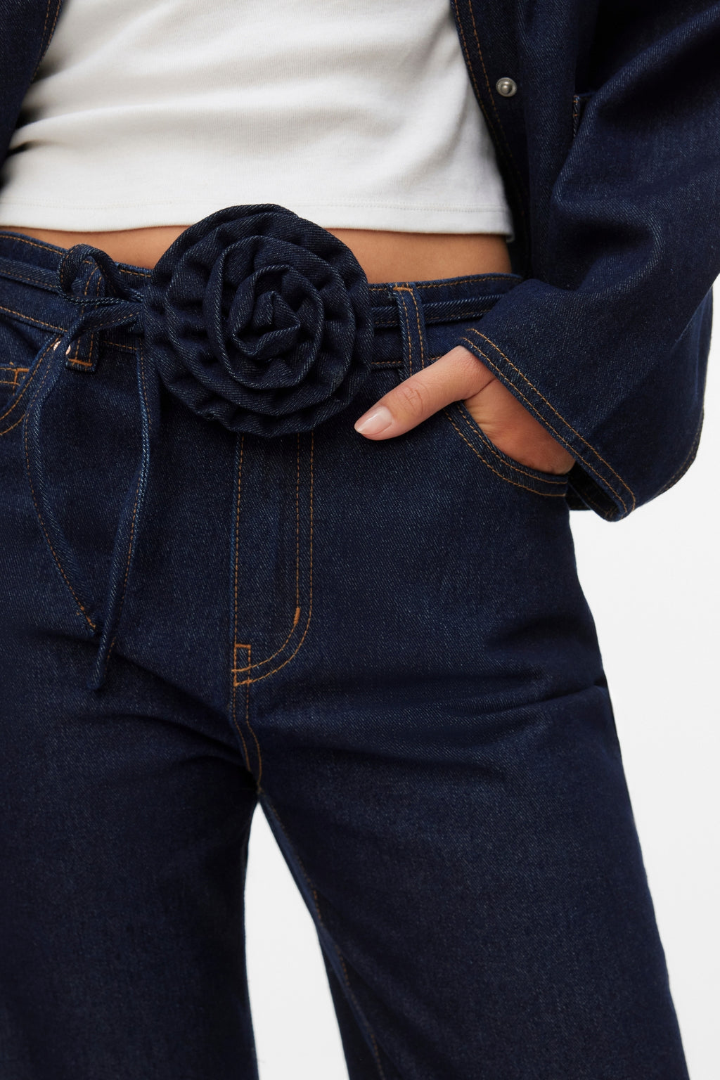 Allison Straight Rosebelt - Donkerblauw denim