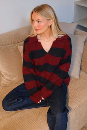 Nora Knit - Bourgogne/ Bleu Profond