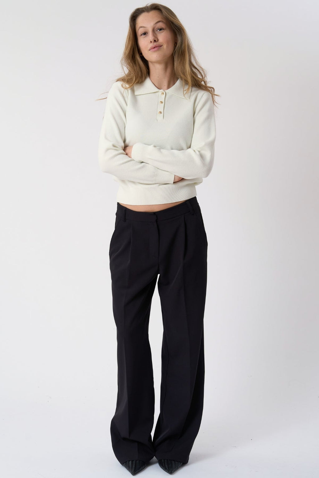 Long-sleeved Polo Shirt - Ecru
