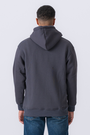 Sweat à capuche à zip détendu - gris foncé