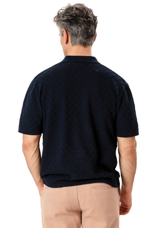Darin gebreide polo - marineblauw