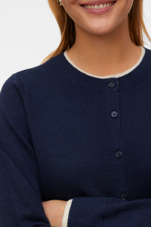 Wonderful O-Neck Cardigan -Navy Blazer w. Birch