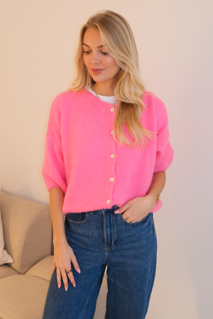 Mary gebreide trui met korte mouwen - babyroze