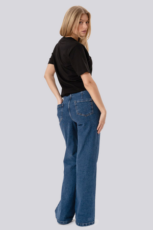 Miley Wijde Jeans - Middenblauw