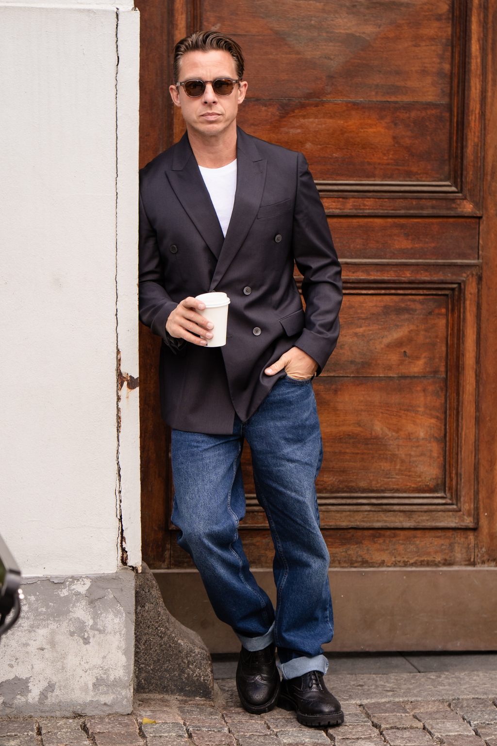 Premium Blazer à double poitrine - noir