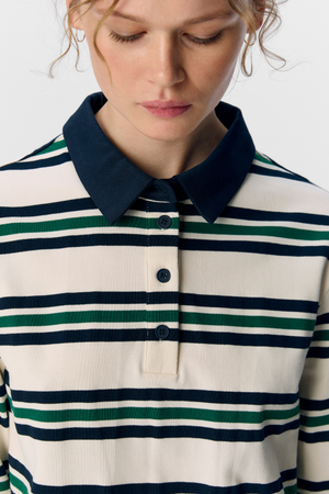 Nana L/S Polo Top - Sky Captain