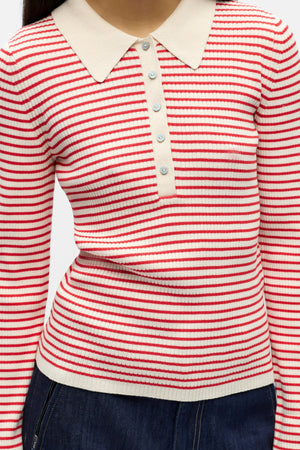 Kelly polo gebreide trui - berken poinsettia