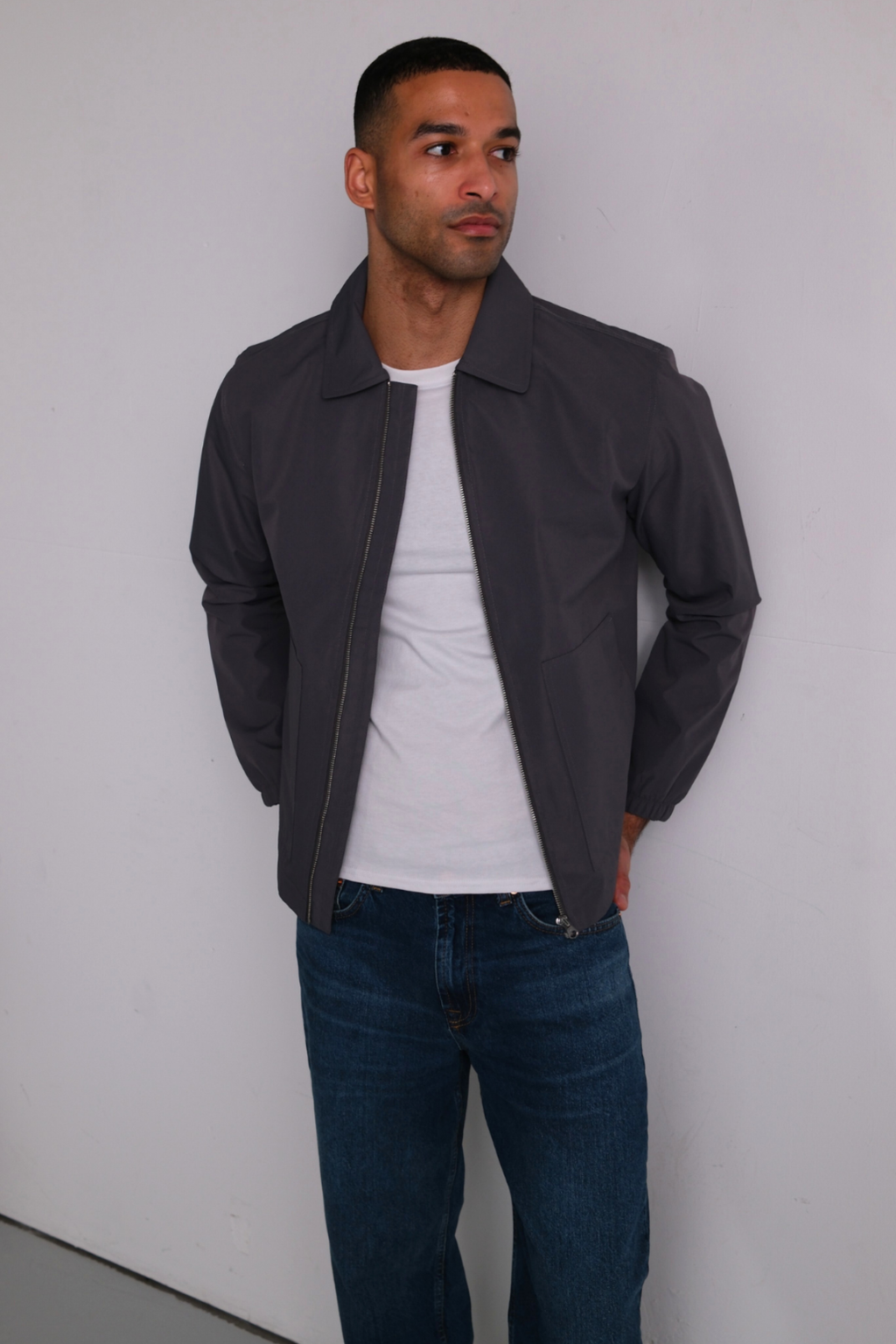 Veste courte zippée - Gris